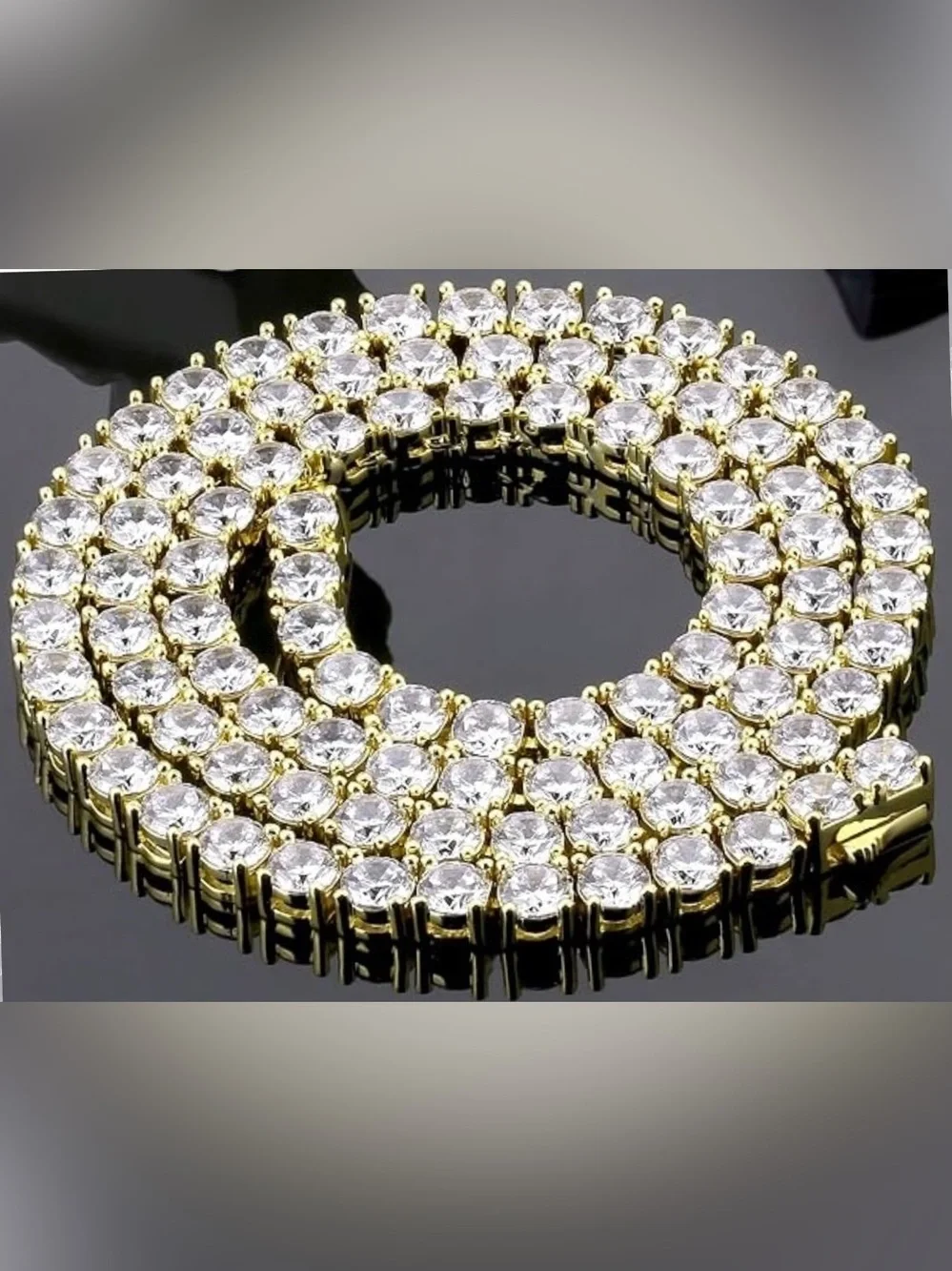 KRKC&CO Tennis Necklace Chain for Men 5mm 24in Length CZ 14K Gold Plated New